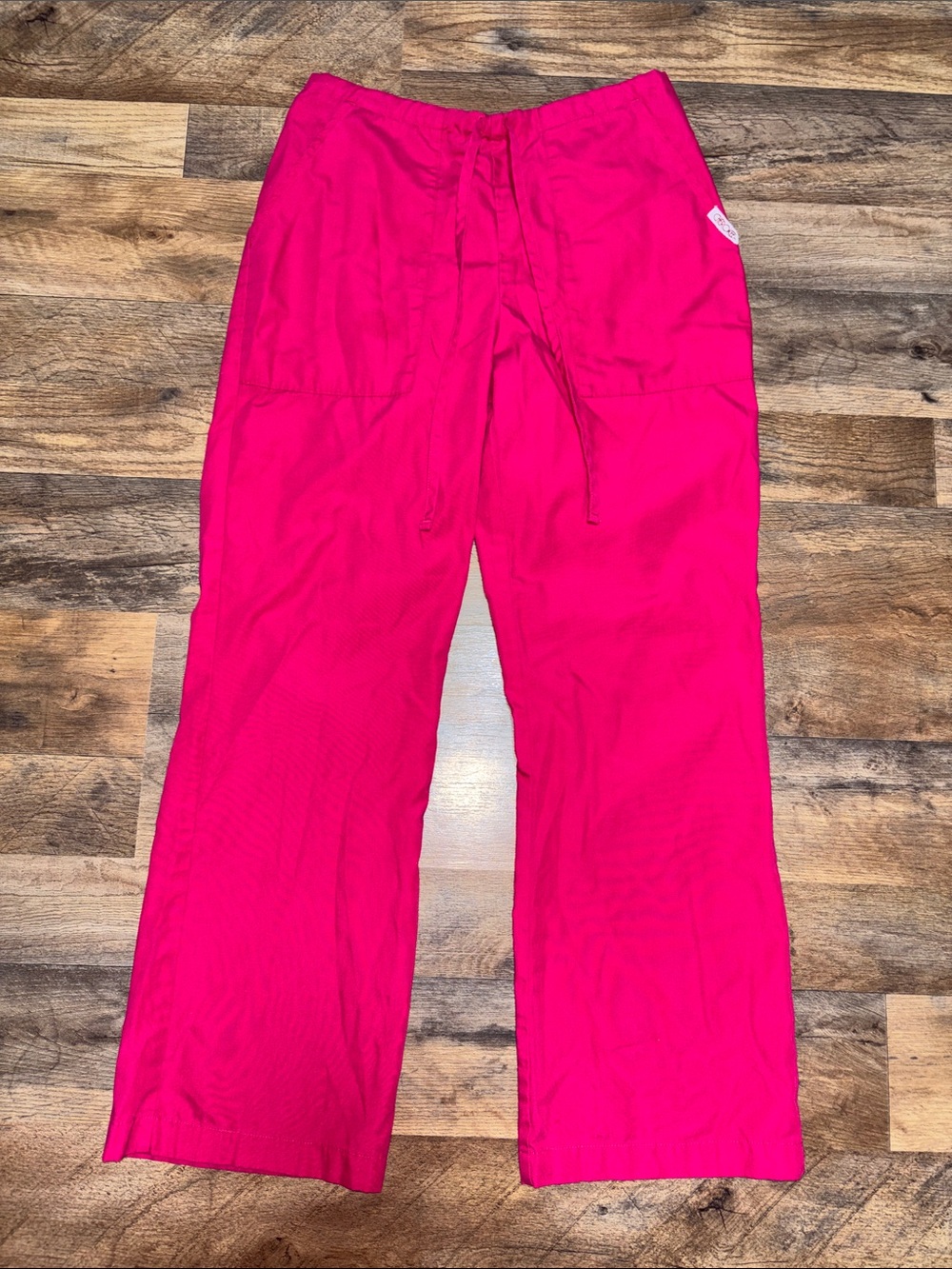 Women’s Cherokee Scrubs Wide Leg Drawstring Pants in Bright Pink